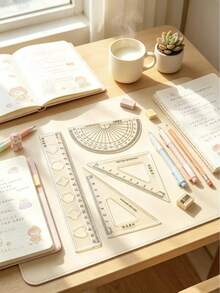 4pcs Geometric Ruler Set, 20cm Straight Ruler, 45°&60° Triangle Ruler, 180° Protractor, Transparent Scale Drawing & Measuring Tools, Portable Student Math Stationery - A - View 3