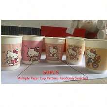 SANRIO Vasos de agua desechables lindos, diseño de 3 capas, patrón aleatorio, 10/25/50 piezas, vasos de papel grueso adecuados para el hogar y la oficina - Multicolor - Ver 11
