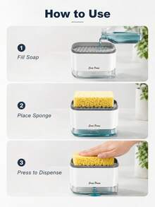 Kitchen Dish Soap Dispenser, 2-Inch Top Pump, Sponge Nozzle, Non-Slip Base, Suitable For Sink Dishwashing - A - View 9
