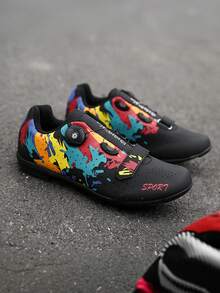 Sepatu Sepeda Unisex dengan Sol Karet, Sepatu Olahraga Sepeda Kasual yang Bernapas dan Anti Selip - Hitam - View 2