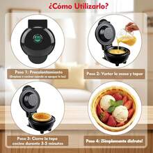 Mini Waflera, Mini Máquina para Hacer Cuencos de Gofre, Superficie Antiadherente, 350W, con Luz Indicador de Encendido y Asa Fría,Perfecta para Rápido Desayuno y Postre - 1 - Ver 8