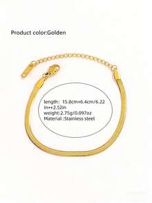 VceTd 5PCS/1PC French Gentle Style Multi-Chain Combination Stainless Steel Women's Bracelet Set, Suitable For Daily Commute Wear Or Best Friend Gathering Wear Or Holiday Gift For Girlfriend - Yellow Gold - View 12