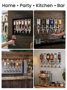 3 To 6 BOTTLE WALL MOUNTED & ROTARY STAND DRINK OPTIC DISPENSER PARTY BAR BUTLER - Silver, 6-bottle - View 4