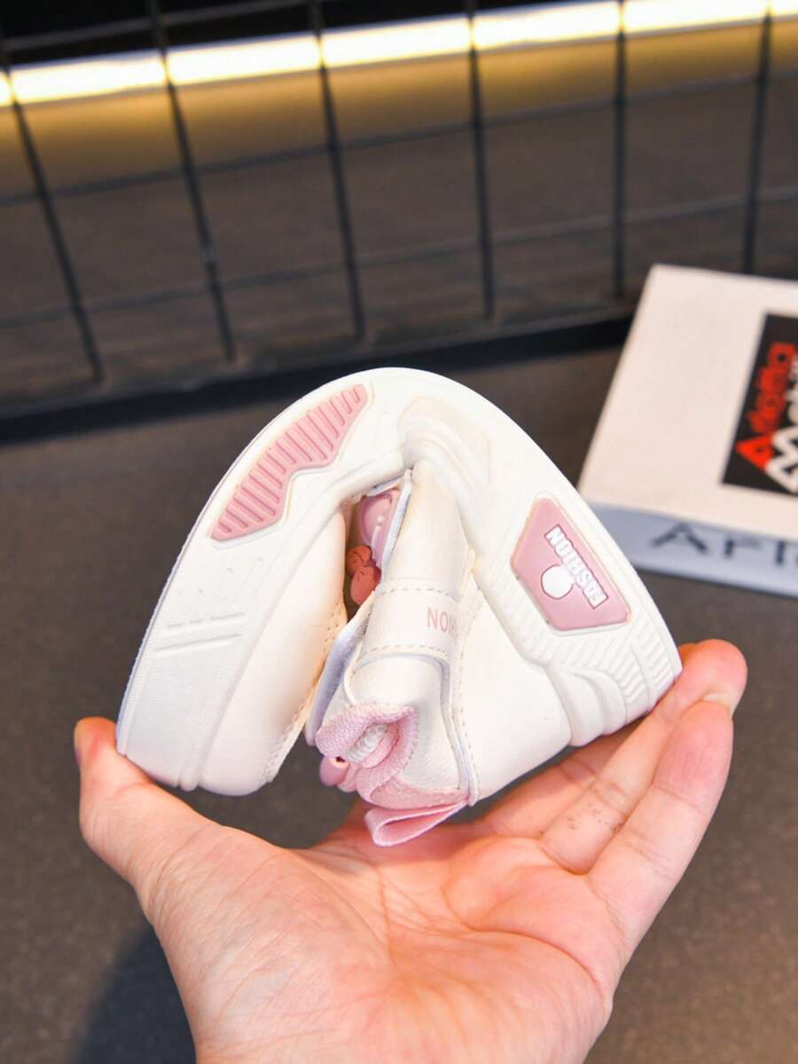2026 Spring/Autumn New Soft Cute Bow Decor Little White Sneakers, Cartoon Sports Shoes For Toddler Girls - Pink - View 1