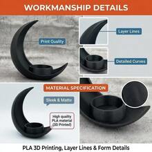 Crescent-Shaped Black Modern Minimalist Succulent Cactus Small Indoor Potted Plant Desktop Decor - A - 查看 9