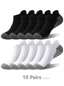 High Elastic Compression Arch Support Sports Short Socks, Contrast Color Cushioned Terry Sole, Breathable Moisture-Wicking Anti-Stuffy Low-Cut Socks, Unisex Fitness Running Cycling Training Anti-Slip Non-Slip Heel Black White Grey Solid Color Daily Commute Short Socks - Multicolor - View 8