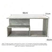 1 Pieza Mesa de Café con Diseño de Escalones, Espacio de Almacenamiento Abierto Multicapa Irregular con Superficie de Grano de Piedra Gris Mate, Mesa de Café, Escritorio, Mesa de Reunión, Mesa Lateral, Mesa de Té, Mesa de Extremo, Mesa de Almacenamiento, Mesa Organizadora, Mesita de Noche - mesa de centro - Ver 11
