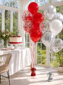 1pc Metallic Foil Balloon Weight, Shiny Fringe Tassel Balloon Holder With Ribbon Attachment, Reusable Tabletop Balloon Anchor For Birthday, Wedding, Baby Shower, Graduation, Anniversary And Party Decorations - A - View 7