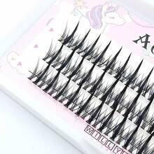 Pestañas postizas de ángel segmentadas de 60 racimos, pestañas de racimo único con tallo largo negro natural autoadheribles, set de cosméticos para maquillaje de ojos DIY en casa para principiantes, maquillaje de elfo, regalo para citas y vacaciones - Ver 2