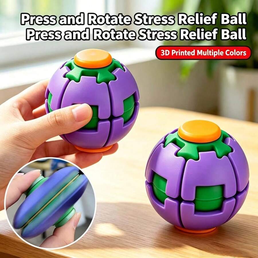 Rotating 3D Printed Stress Relief Fingertip Ball, Squeezable And Pressable, Anti-Anxiety Desktop Fidget Toy, Premium Gift