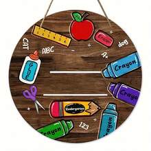 2D Flat 1pc Classroom Door Welcome Sign, Wooden Teacher Door Plaque, Welcome To Our Classroom Hanging Sign, Suitable For Back To School Season, Hollow Hook, Front Door Decor, School Teacher Decoration, No Electricity Required - Multicolor - View 7