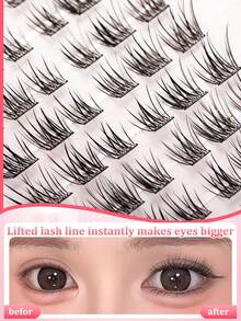 Glue-Free Baby Curved False Eyelashes, C Curl, 6-11mm Mixed Length, 60 Clusters Korean Style, Naturally Enlarges Eyes. No Glue Needed, DIY Quick Application Saves Makeup Time, Easy To Apply, Suitable For Beginners, Lightweight Realistic Lashes Not Easily Messy, Reusable, Perfect For Commuting And Dating, Ideal Holiday Gift For Best Friends And Girlfriends. - C - View 8