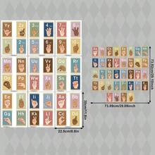 9件組彩色字母與數字牆貼，自黏式手語ABC學習海報，適合兒童房裝飾，可移除式幼兒房牆面藝術 - 彩色 - 查看 12