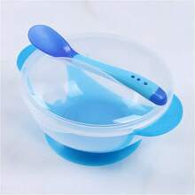 Baby Suction Plate Set, Training Plate And Spoon, Utensils For Baby To Learn To Eat, Children's Tableware Set, Spill-Proof Baby Food Container - Blue Cover - View 10