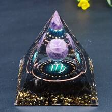 1pc Twelve Constellations Orgone Pyramid - Taurus/Scorpio/Leo/Pisces/Cancer/Virgo/Libra/Aries/Gemini/Aquarius Amethyst - Gift Tool, Home Decor - Multicolor - View 5