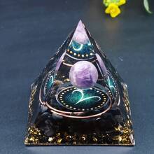 1pc Twelve Constellations Orgone Pyramid - Taurus/Scorpio/Leo/Pisces/Cancer/Virgo/Libra/Aries/Gemini/Aquarius Amethyst - Gift Tool, Home Decor - Multicolor - View 21