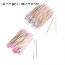 100/200pcs Pointed Cotton Swabs White Double-Ended Precision Eyebrow Cotton Swabs Wooden Handle Nail Polish Remover Pen Disposable Makeup Application Sticks Beauty Tools - Double-headed - View 13