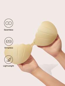 Lignisse Reusable Seashell Adhesive Bra, Strapless Backless Sticky Push Up Bra, Invisible No Show Self Adhesive Bra For Deep V Dress, Wedding & Party - Multicolor - View 2