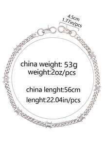 1pc Thorn Cuban Chain Denim Jeans Chain Dark Edge Metal Spiky Waist Chain Men's Fashion Streetwear High-End Accessory Suitable For Daily Wear - Silver - View 4