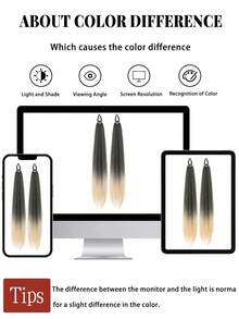 2Pcs 28 Inch Long Straight Synthetic Braided Ponytail Wig With Elastic Band For Women Daily Wear - Multicolor - View 7
