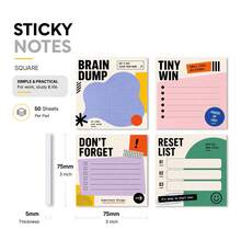 1pc Random/4pcs "Brain Dump, Don't Forget,Tiny Win,Reset" List"Minimalist Daily Planning Sticky Note,Suitable For Planner Journal Office School, Motivational Stationery Gift For Students Self-Adhesive Reminder Notes For Office, School, Work, Desk - one-size - View 5