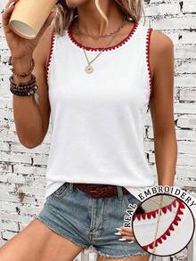 Damen lässiges, bequemes ärmelloses Tank Top mit Rundhalsausschnitt - Verschiedenfarbig - Übersicht 2
