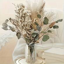 105 décorations en herbe de la pampa, herbe de la pampa séchée naturellement, eucalyptus vert, guirlandes décoratives de fleurs séchées en forme de queue de lapin. Bouquet d'herbe de la pampa pour mariage, style bohème, décoration de table, fête. - 40-110cm - Voir 1