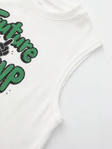 Balabala Baby Boys Kaos Tanpa Lengan Lengan Pendek Motif Kartun Gaya Baru - Putih - View 6