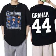 Off Campus Graham 44 T-Shirts Briar University Hockey T-Shirt Men Women Fashion Cotton Short Sleeve Casual T-Shirts Streetwear - Black - View 1