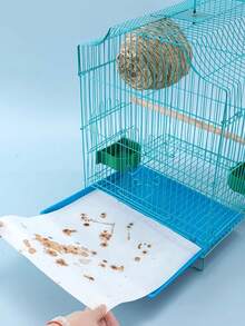 11pcs Bird Cage Dust-Proof Set (Includes 10pcs Bird Cage Liners + 1pc Bird Cage Dust-Proof Cover), Dust-Proof Mesh Cover Anti-Splash Fence Cage Net, Excrement Receiving Paper Absorbent Non-Woven Fabric Parrot Cage Liner Tray Bird Dropping Cleaning Pad, Suitable For Round And Square Cages - White Elastic - View 6