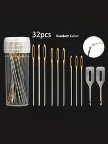 40pcs Premium Stainless Steel Sewing Needles, 7 Sizes Large Eye Sharp Point Sewing Needles, Leather Embroidery Needles With Threader, Suitable For Hand Sewing Arts And Crafts - B - View 11