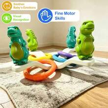 Mainan Edukasi Lempar Cincin Keseimbangan Dinosaurus, Permainan Cincin untuk Melatih Koordinasi Mata dan Tangan Bayi, Permainan Sensorik Pengenalan Warna untuk Balita, Mainan Bayi - MultiWarna - View 2