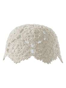 1 Pc Floral Crochet Hollow Out Boho Cotton Knit Headscarf Hat Summer Beach Breathable Thin Skull Cap Y2K Hippie Hair Accessory - Stylish Cutout Head Covering - View 3