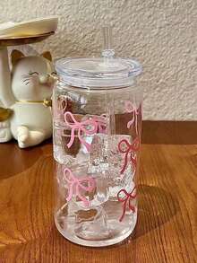 1pc - 16oz Clear Coffee Cup. This Large Capacity Outdoor Travel Beverage/Juice Cup Is Perfect For Use In Summer And Winter. It's An Excellent Gift For Birthday/Holiday Parties And Can Also Be Used As A Christmas Gift. - Multicolor - View 8