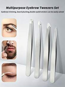 4/1pc Professional Tweezers Set, Mini Travel Tweezers, Precise Tweezers For Facial Hair Grooming And Eyebrow Shaping, Best Tweezers For Sensitive Skin - A - View 4