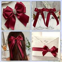 2 Rolls Burgundy Satin Ribbon, (1.57 Inch + 1 Inch Wide), 900 Inch Long, Satin Ribbon For Cake, Candy Box Packaging Decoration, Wedding Handmade Rose Hair Clip Ribbon, Valentine's Day, Mother's Day, Christmas Decoration Bow Ribbon Gift Decoration Ribbon - 2pcs wine red - View 9