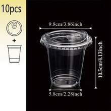 16oz/14oz Set Clear Cups With Lids, Sturdy Straight Lid Iced Drink Cups, Disposable Smoothie Cups, Suitable For Cold Drinks, Juice And Milkshakes - Halloween/Christmas/Birthday Party Essentials - Transparent - View 12