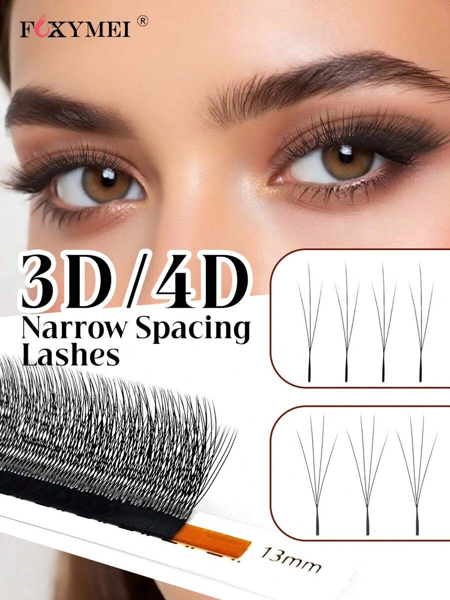 FOXYMEI 1600Fans New 3D/4D W Shape Eyelash Extension C/D Curl W Small Fluffy Lash Natural False Eyelashes 8-15Mm V Shaped Spark Clover Eyelashes Straight Hair Tips Soft Light Natural Cross Lash