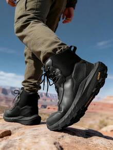 Men's HydroRange Tactical Boots - Lightweight Waterproof Leather Combat Footwear With Enhanced Cushioning, Arch Support, And Anti-Slip Technology - 黑色 - 查看 2
