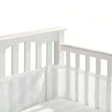 AIBOYING 2-Piece Solid Color Baby Bumper Guard, Multi-Color Breathable Mesh Crib Bedding Suitable For 4 Panels, Baby Shower Home Decor Gift, Children's Room Decoration, Children's Bedding Accessories - White - View 1