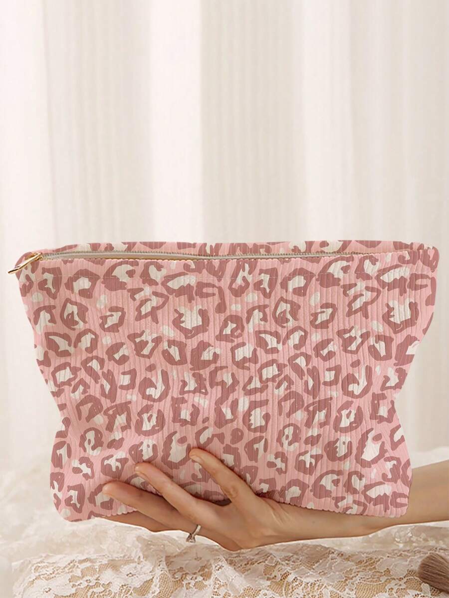 1 pieza Bolsa de almacenamiento de cosméticos portátil con estampado de animales, impresión de doble cara, bolsa de maquillaje con cremallera para viajes, organizador multifuncional de artículos de tocador - Multicolor - Ver 1