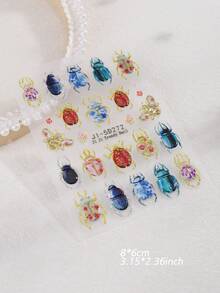 Lindas calcomanías de arte de uñas con diseños de cereza y strass, calcomanías de uñas 5D para niños, mujeres y niñas, manicura DIY - Multicolor - Ver 4