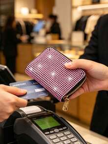 Sparkling Rhinestone Accordion Folding Card Holder, Zipper Closure Credit Card Wallet, Multi-Slot Card Organizer, Fashionable Highly Attractive ID Card Holder; Key Pouch For Daily Carry Items Storage Of Bank Cards, ID Cards, Membership Cards, Access Cards And Business Cards, Keys, Portable Organization, Exquisite And Compact; Widely Suitable For Women, Students, Daily Commute, Back To School, Travel Vacation, Party Wedding, Work And Shopping; Graduation Season Teacher Appreciation Gift, Back To School Welcome Gift, Teacher's Day Birthday Party Exquisite Gift - Multicolor - View 10