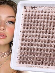 200pcs Self-Adhesive D-Curl Fluffy 8-16mm Mixed Individual DIY Lash Extensions Glue-Free Cluster Lashes Natural Thin Cartoon Lashes Makeup Tool Gift For Women Girls Weekly Lashes - D - View 7