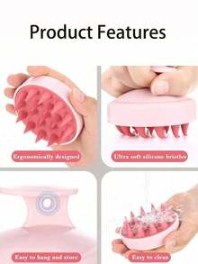Soft Silicone Scalp Massage Shampoo Brush Deep Wash Soft Hair Scalp Massage Brush For Girls And Women Bath Head Massage Comb For Home Bathing Home Travel Dorm Hair Salon Beauty Parlor Gym Essential Accessory For Hair Product Tool - Multicolor - View 5
