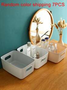 10/7/1pc Stackable Plastic Storage Box With Handle, Suitable For Office, Home, Wardrobe; 5pcs/2pcs Multi-Functional Storage Baskets, Durable Containers For Socks, Underwear, Stationery, Cosmetics; Space-Saving Drawer-Style Storage Box - Multicolor - View 11