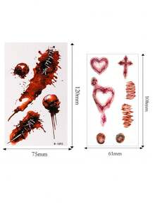 12 Sheets Halloween Zombie Tattoos Temporary Realistic Fake Scars Wound Fake Blood Tattoo Stickers Waterproof Vampire Bruise Tattoos For Halloween Costumes Prank Makeup Cosplay Festival Rave Accessories Party - Multicolor - View 7