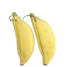 Banana-Shaped Plush Pencil Case, Creative Fruit Design Stationery Bag For Students - - - View 5