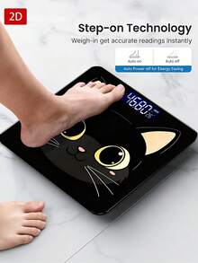 1pc LED Display Electronic Weighing Scale, Flat 2D Digital Bathroom Scale, Decorative Weighing Platform - Suitable For Long-Term Use, Meets Family Weighing Needs, Perfect As A Gift For Christmas, New Year, And Valentine'S Day - A - View 4