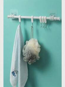 1 pieza Barra de cortina ajustable de tensión para baño y ducha - Barra extensible adecuada para decoración casera DIY y secado de ropa - Blanco - Ver 6